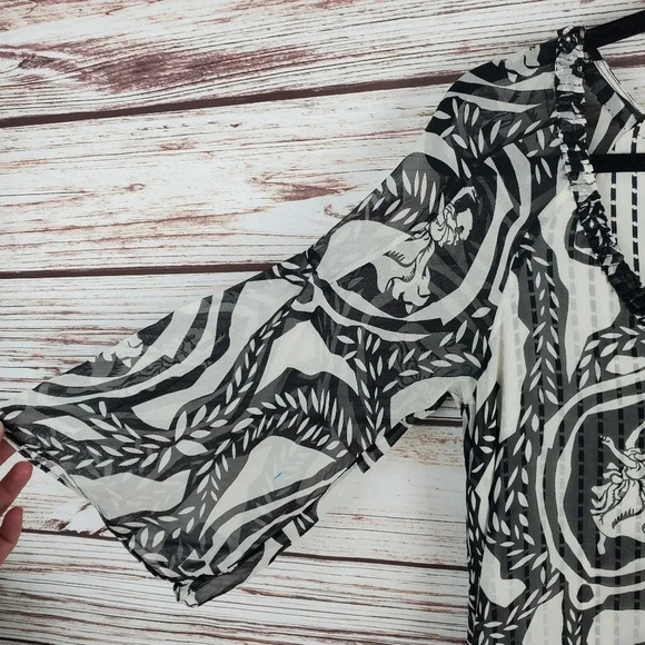 Diane Von Furstenberg DVF Womens Size 4 "Chiara" Toile Printed Silk Blouse Top - Picture 5 of 10